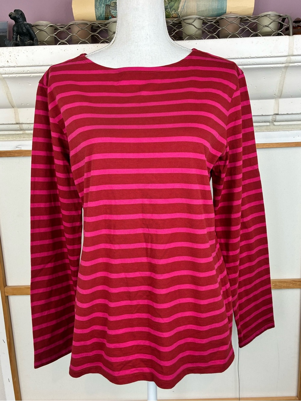 SeaSalt Cornwall the Sailor Shirt Striped Long-Sleeve Top - Pink and Red - Picture 2 of 7